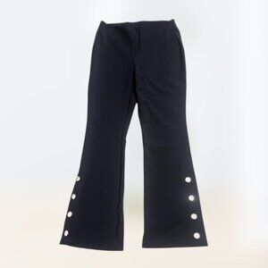 INC Black Flare Stretch Slacks Pants w/ Silver Buttons Women's Size 8